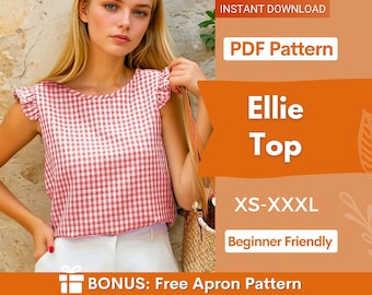 Ruffled Top Sewing Pattern, Women Sewing Pattern, Back TieTop Pattern, Blouse Pattern, Summer Top, Tie Top, Blouse Top Pattern Shirt Women