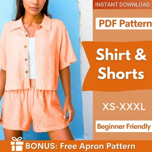 Crop Shirt & Shorts Sewing Pattern | Sewing Pattern Women | Wide Leg Shorts Pattern | Top Pattern | Women patterns | Tank Top | Summer Set