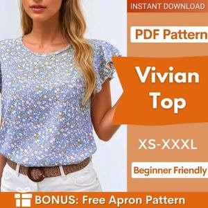 Top Sewing Pattern | Top Pattern | Women Sewing Pattern | Blouse Pattern | Beginner Sewing Pattern | Women Blouse Top Tshirt Pattern