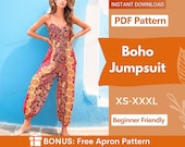 Jumpsuit Sewing Pattern | Dungaree Pattern | Womens Jumpsuit Pattern | Sewing Patterns PDF Patterns | XSS-XXXL | Beginner Sewing Pattern