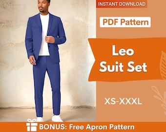 Men Suit Jacket and Pants Sewing Pattern | Jacket & Pants Sewing Pattern | Men Suit Set Sewing Patterns | Suit Pants Pattern Men Suit Jacket