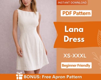 Wykrój na sukienkę mini Lana | Wykrój na sukienkę z dekoltem w łódkę | Wykroje krawieckie | Wykroje damskie | Sukienka letnia | Damska sukienka mini