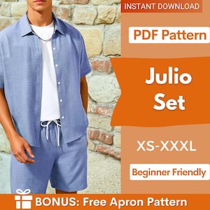 Shirt and Shorts Sewing Pattern, Shirt Pattern Men, Shorts Pattern Men, Hawaiian Shirt Sewing Pattern, Men Sewing Pattern, Camp Collar Shirt