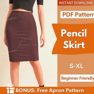Pencil Skirt Sewing Pattern for Women - Formal High Waisted Skirt Pattern - Easy Skirt PDF Pattern - Sewing PATTERN PDF - Tubular Skirt