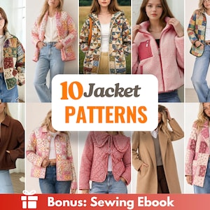 10 Jacket Sewing Patterns | Women Sewing Patterns | Jacket Sewing Pattern | Vest Pattern | Quilted Patterns | Quilted Coat Pattern