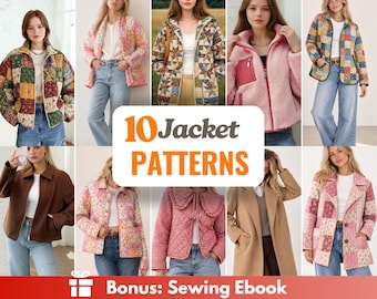10 Jacket Sewing Patterns | Women Sewing Patterns | Jacket Sewing Pattern | Vest Pattern | Quilted Patterns | Quilted Coat Pattern