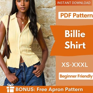 Short Shirt Sewing Pattern, Button Up Shirt Pattern, Fitted Shirt Sewing Pattern, Sewing patterns Women, Summer Top Pattern, Shirt Top Women