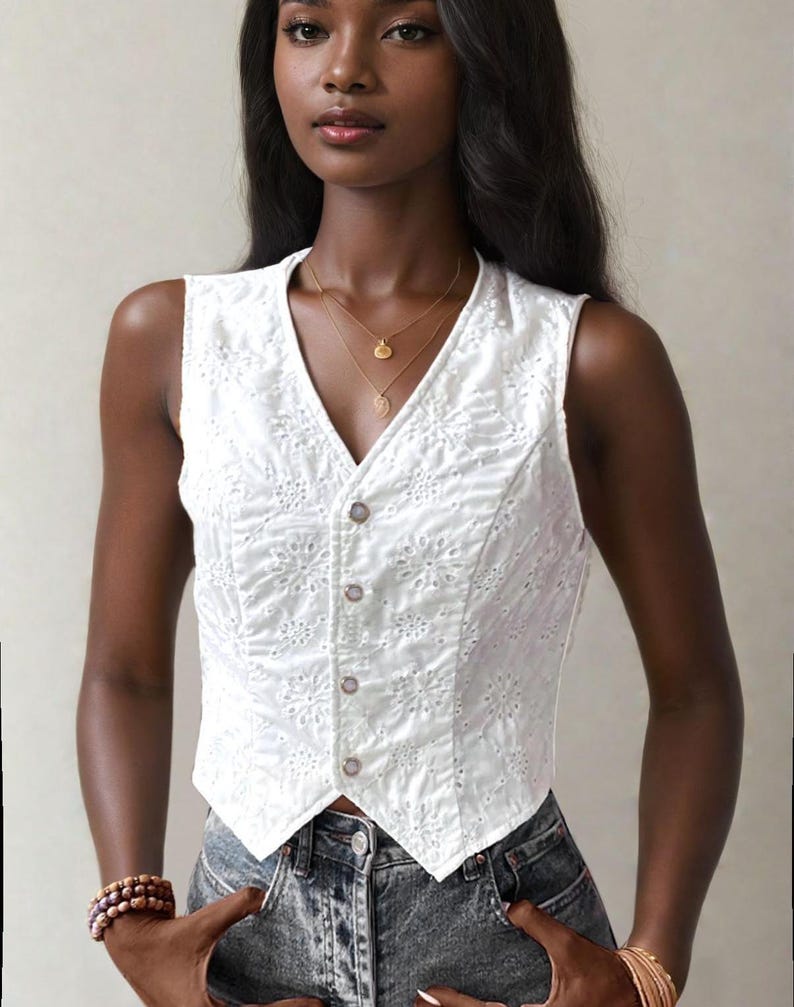 Vest Pattern, Waistcoat Pattern, Sewing Patterns, Women Vest Sewing Pattern, Button Top, Top Sewing Pattern for Women, Women Vest Pattern image 3