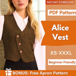 Women Vest Sewing Pattern, Waistcoat Pattern, Sewing Patterns, Women Pattern, Vest pattern, Top Sewing Pattern for Women, Vintage Vest