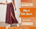 Maxi Slit Skirt Sewing Pattern | XS-XXXL | Sewing Patterns Skirt | Maxi Skirt Pattern PDF | Women Sewing Pattern, Skirt pattern