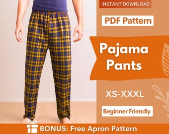 Men Pajama Pants Pattern, Pajama Pattern, PJ Pants pattern,  Lounge Pants Sewing Pattern PDF, Sewing Pattern for Men, Men Sewing Patterns