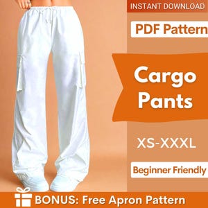 Cargo Pants Pattern, Pants Pattern, Women Wide Leg Pants Sewing Pattern, Sewing Pattern Women, Pants with Pockets, Cargo Trousers