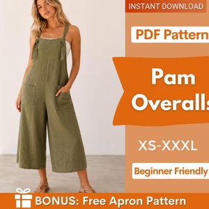 Pam Overalls Symönster, Jumpsuit Mönster, Romper Mönster, Dam Symönster, Nybörjardam Mönster