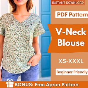 Blouse Sewing Pattern for Women PDF | XS-XXXL | Top Sewing Pattern | Women Sewing Pattern | Easy Blouse Pattern | Beginner Sewing Pattern