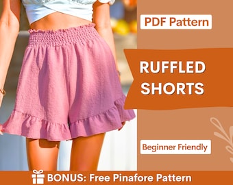 Patron de short | Modèle de short taille haute | Motif short à volants | Patron de short facile | Patron PDF du short | Modèle de short large PDF