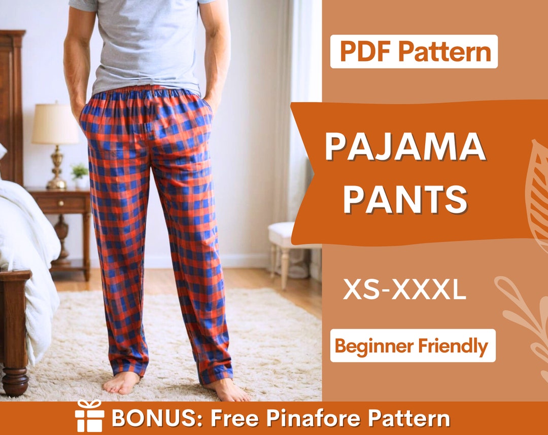 Men Pajama Pants Pattern, Pajama Pattern, PJ Pants Pattern, Lounge ...