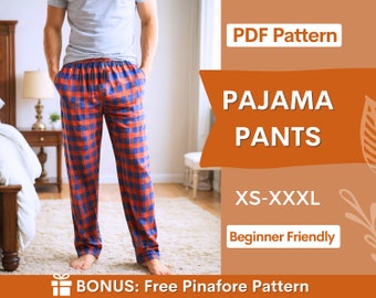 Men Pajama Pants Pattern, Pajama Pattern, PJ Pants pattern,  Lounge Pants Sewing Pattern PDF, Sewing Pattern for Men, Men Sewing Patterns