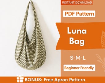 Luna Bag Pattern | Shoulder Bag Pattern | Crescent Bag Sewing Pattern | Boho Bag | Women Bag Pattern | Beginner Bag Pattern | Sling Bag
