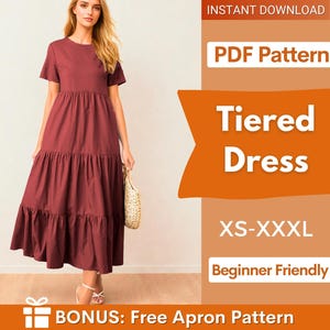 Tiered Dress Sewing Pattern | Dress Pattern | Sewing Patterns | Women Patterns | Casual Dress | Summer Dress | Comfy Dress | Womens Dress