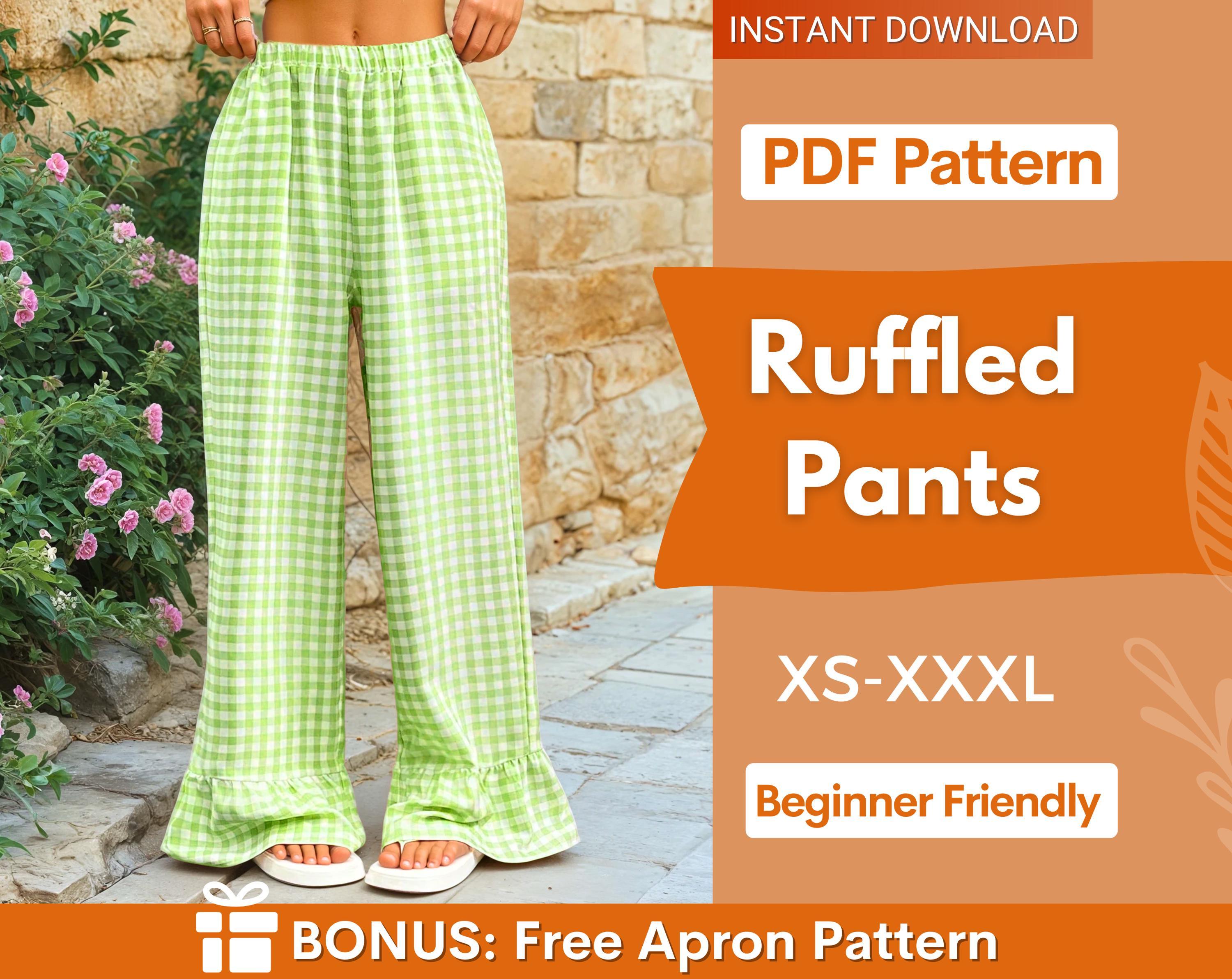 Ruffled Pants Pattern | Women Pants Sewing Pattern | Trouser Pattern | Women Sewing Pattern | Women Wide Leg Pants | Beginner Pattern Pants