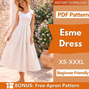 Summer Dress Sewing Pattern | Dress Pattern | Sewing Patterns | Women Patterns | Tiered Dress | Summer Dress | Beginner Sewing Pattern Dress