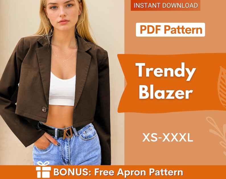 Patrón de costura para blazer / Patrón de costura para chaqueta de traje / Blazer para mujer / Patrones de costura para mujer / Patrón de costura para blazer de traje para mujer imagen 1