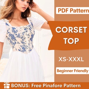 Corset Top Sewing Pattern | Corset Pattern | Cottagecore corset pattern | Corset Sewing Pattern | Sewing Pattern  | Women Top pattern PDF