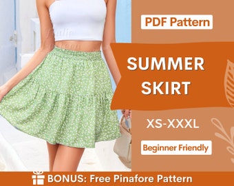 Mini Skirt Sewing Pattern PDF | XS-XXXL | Skirt Pattern | Beginner Skirt Pattern | Pdf Sewing Pattern | Easy Short Skirt Pattern for women