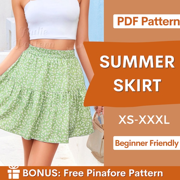 Mini Skirt Sewing Pattern PDF | XS-XXXL | Skirt Pattern | Beginner Skirt Pattern | Pdf Sewing Pattern | Easy Short Skirt Pattern for women