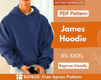 Men Hoodie Sewing Pattern, Hoodie Pattern for Men, XS- XXXL, Sweatshirt Pattern, Men Sewing Pattern, Men Patterns, Patterns for men Hoodie