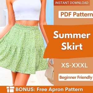 Mini Skirt Sewing Pattern PDF | XS-XXXL | Skirt Pattern | Beginner Skirt Pattern | Pdf Sewing Pattern | Easy Short Skirt Pattern for women