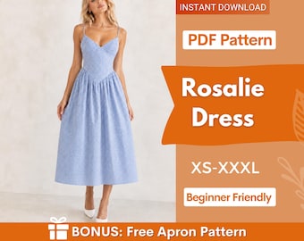 Maxi Dress Sewing Pattern | Summer Dress Pattern | Beginner Dress Pattern | Women Dress | Patterns for Women, Trendy Dress