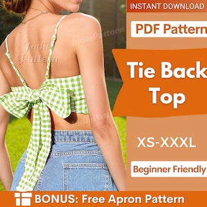 Summer Top Sewing Pattern for Women PDF | XS-XXXL | Tie Back Top Pattern | Knot Top Pattern | Women Sewing Pattern | Beginner Pattern pdf