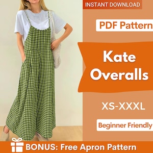 Overalls Sewing Pattern, Romper Pattern, Jumpsuit Pattern, Meadow Overalls, Women Sewing Pattern, Dungaree Pattern, Loose Jumpsuit Overalls