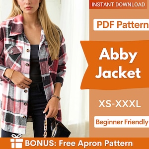 Jacket Sewing Pattern, Women Jacket, Sewing Patterns, Shirt Jacket, Coat Sewing Pattern, Women Coat, Long Jacket, Winter Sewing Patterns