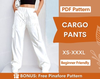 Cargo Pants Pattern, Pants Pattern, Women Wide Leg Pants Sewing Pattern, Sewing Pattern Women, Pants with Pockets, Cargo Trousers