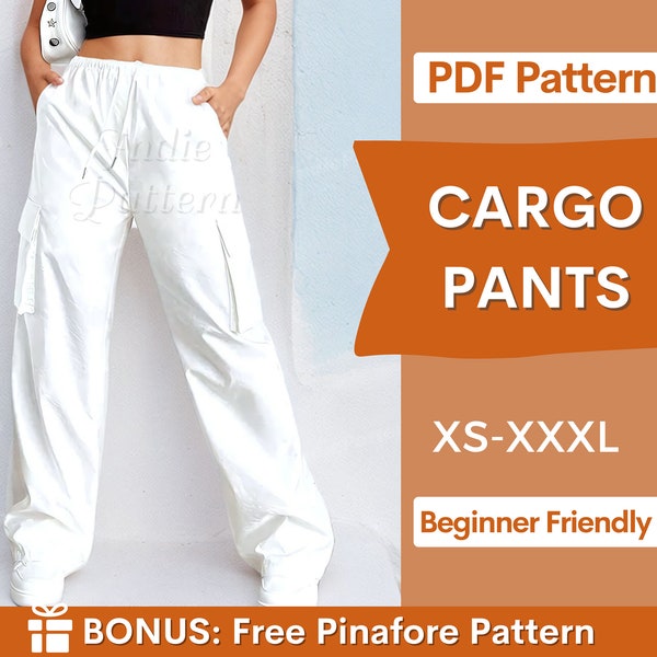 Cargo Pants Pattern, Pants Pattern, Women Wide Leg Pants Sewing Pattern, Sewing Pattern Women, Pants with Pockets, Cargo Trousers