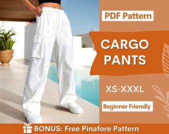 Cargo Pants Pattern, Pants Pattern, Women Wide Leg Pants Sewing Pattern, Sewing Pattern Women, Pants with Pockets, Cargo Trousers