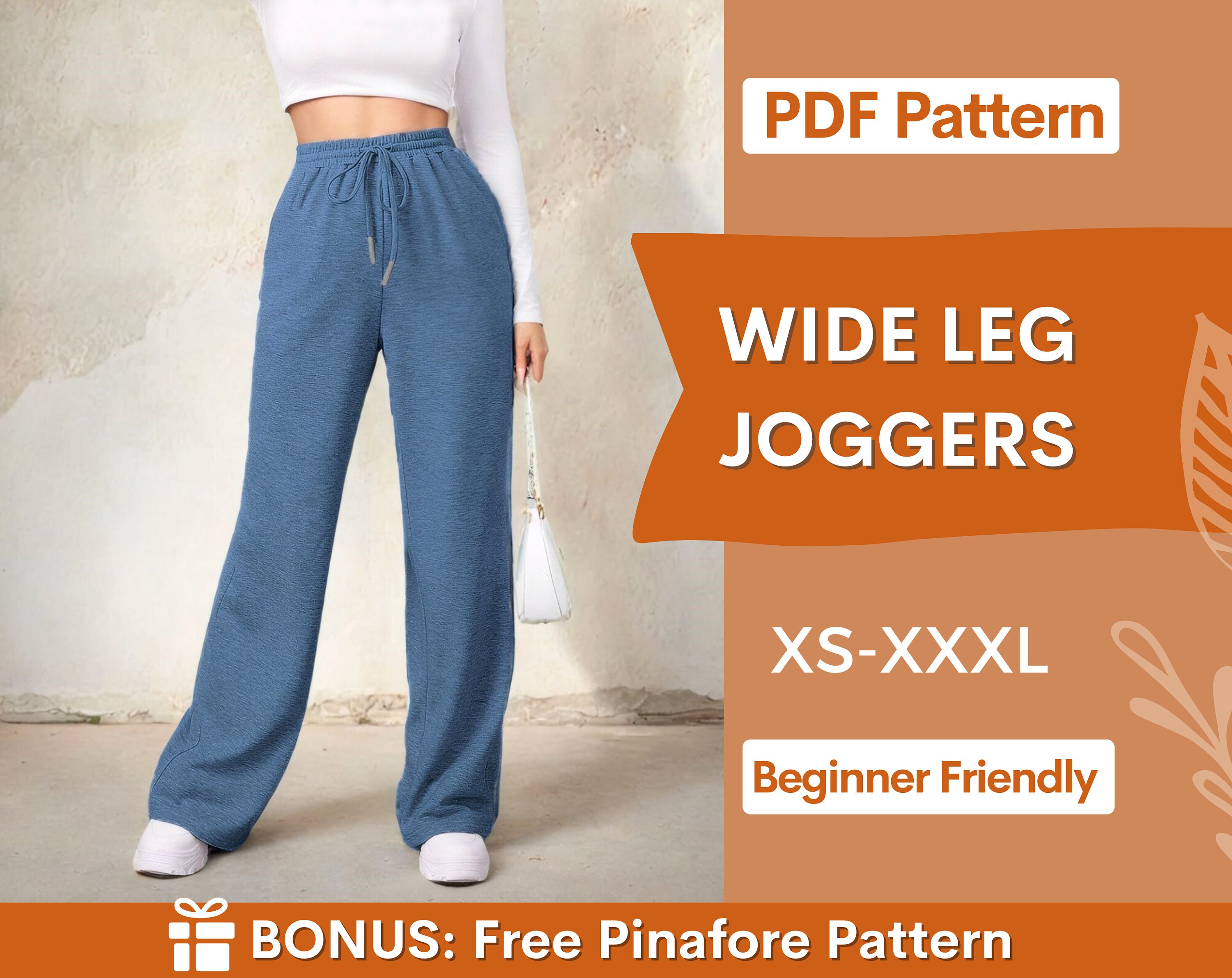 Patron de costura de joggers patron de pantalones de chandal para mujer patron de costura de jogger facil pantalones jogger de pierna ancha pantalones de yoga patron de pantalones loungewear Etsy