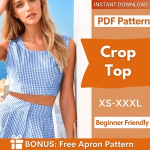 Crop Top Sewing Pattern | XS-XXXL | Open Back Top Pattern | Summer Top Pattern | Backless Top | Top Sewing Pattern PDF | Easy Top pattern