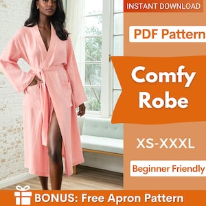 Women Robe Sewing Pattern, Bath Robe Beginner Pattern, Kimono Sewing Pattern, Beach Cover Pattern, Bathrobe Pattern, Women Sewing Pattern