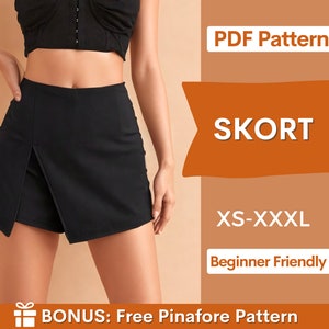 Skort Sewing Pattern | Skirt Pattern | Skort Pattern | Shorts Pattern | Womens Skirt | Sewing Patterns | Women Patterns | Mini Skirt Pattern