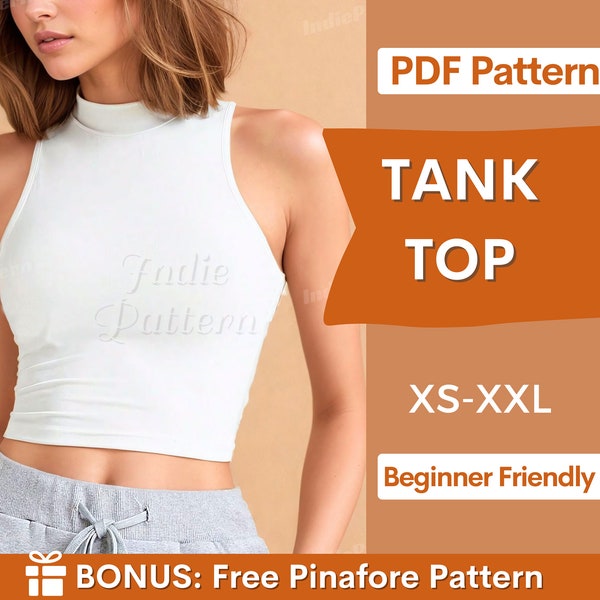 Tank Top Pattern, Crop Top Pattern, Sewing Patterns, Women Patterns, Tank Top Sewing Pattern, Mock Neck Top Pattern, Crop Tank Top Pattern