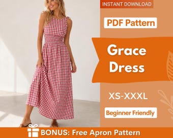 Grace Maxi Dress Sewing Pattern | Summer Dress Pattern | Beginner Dress Pattern | Women Dress | Patterns for Women, Trendy Dress
