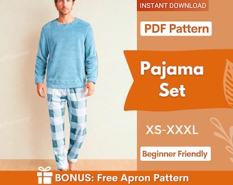 Men Pajama Set Pattern, Pajama Pattern for Men, Pajama Pants pattern, Loungewear Pattern PDF, Men Sewing Patterns Pyjama, Pajama for Men