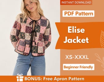 Elise Jacket Sewing Pattern | Coat Pattern | Sewing Patterns |  Women Sewing Pattern Jacket Coat | Beginner Jacket, Quilted Jacket