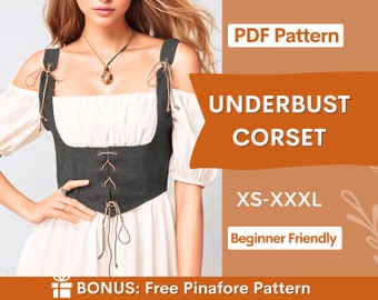 Underbust Corset Pattern | Corset Top Pattern | Sewing Patterns | Women Sewing Pattern | Corset Belt, Corset Sewing Pattern, Bustier Pattern