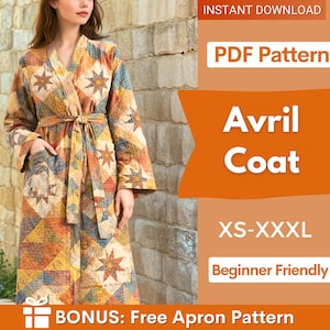 Quilted Coat Sewing Pattern for Women| Coat Pattern | Sewing Patterns | Women Sewing Pattern Patchwork | Beginner Jacket, Quilted Jacket