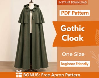 Cloak Sewing Pattern, Cape Pattern, Cloak Pattern,  Medieval Cloak Pattern, Cosplay Cloak Sewing Pattern, Ren Faire Pattern