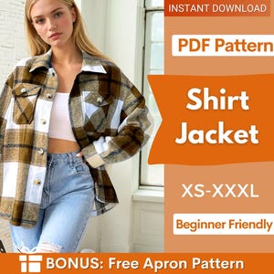 Shirt Jacket Pattern,  Women Shirt Sewing Pattern, Women's Jacket Pattern, Shacket sewing pattern, Women Sewing Pattern, Button up Shirt